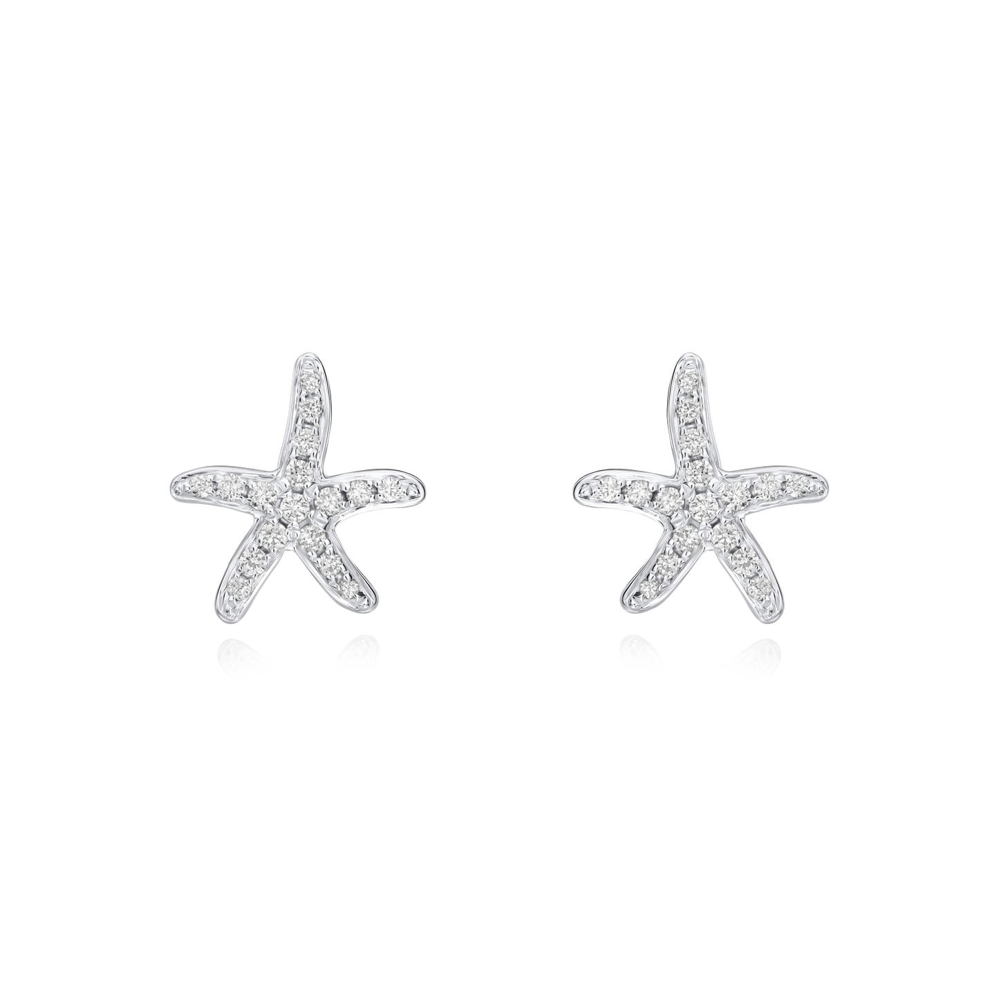 Diamond-Set Starfish Stud Earrings