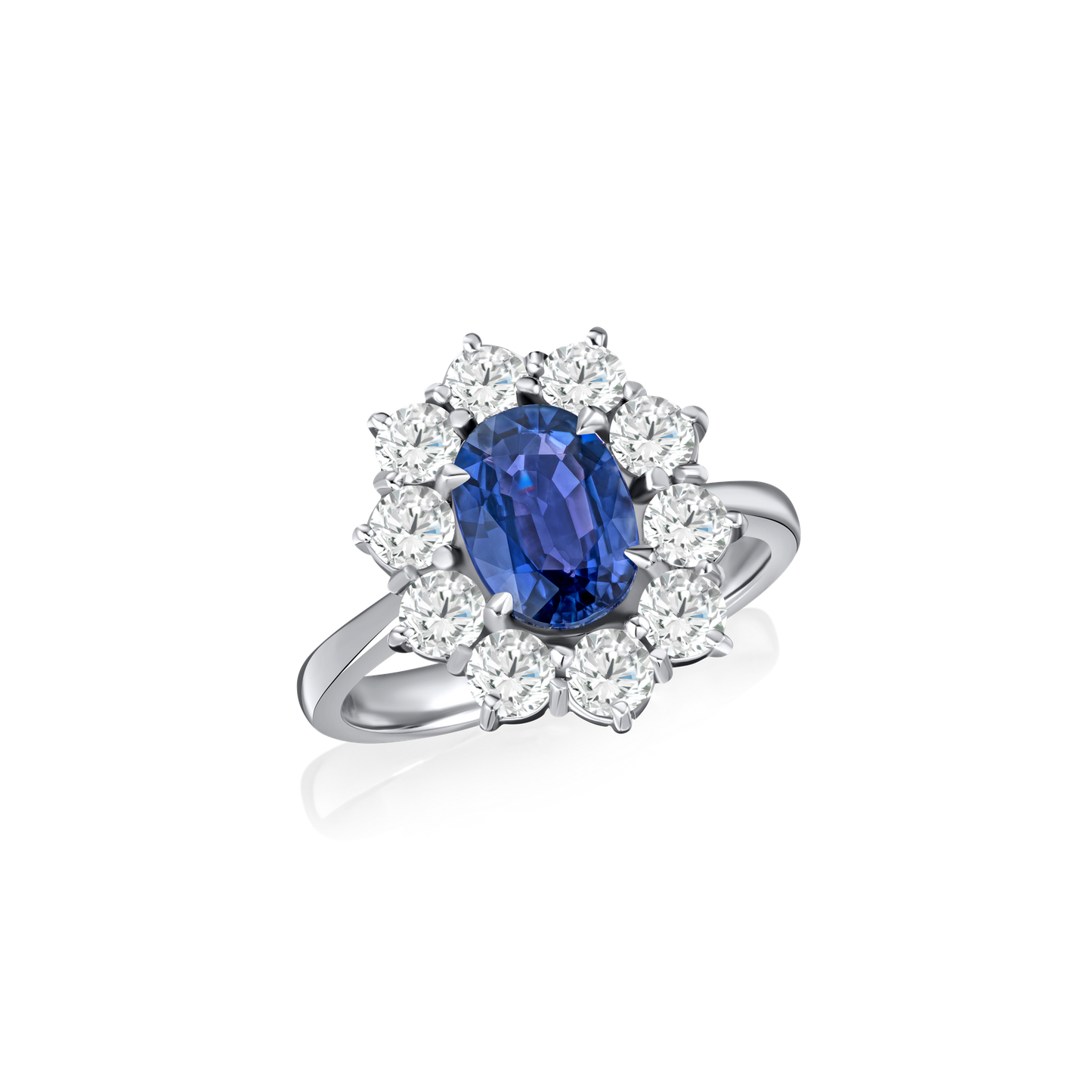 1.44cts Oval Mauve Sapphire and Diamond Cluster Ring