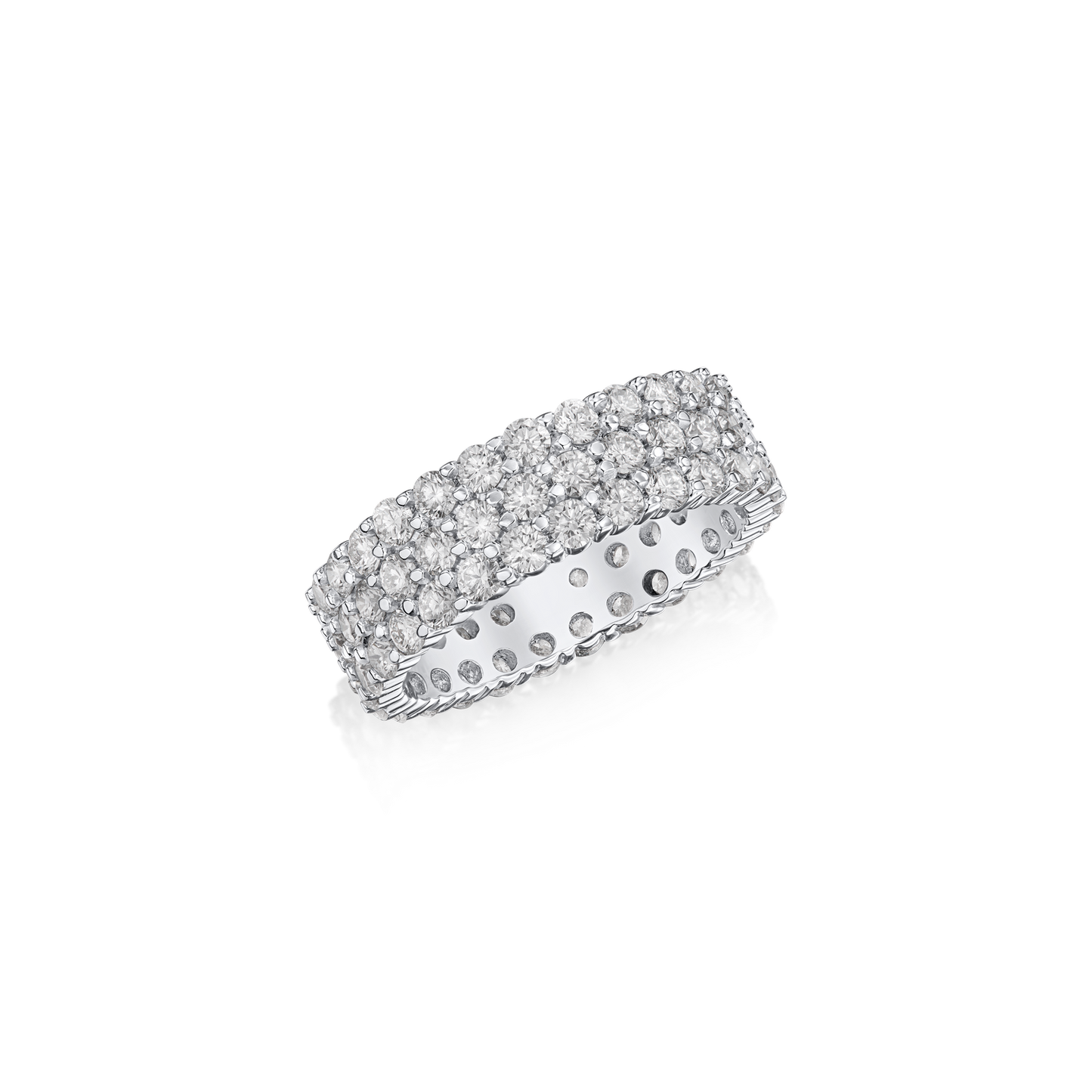 3.04cts Three Row Wave Diamond Eternity Ring