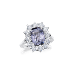 3.97cts Blue-Grey Spinel and Diamond Ravello Cluster Ring