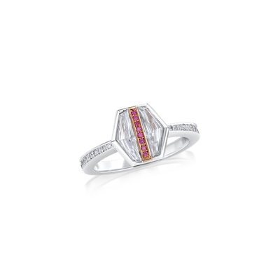 Shield-Cut Diamond and Pink Diamond Ring