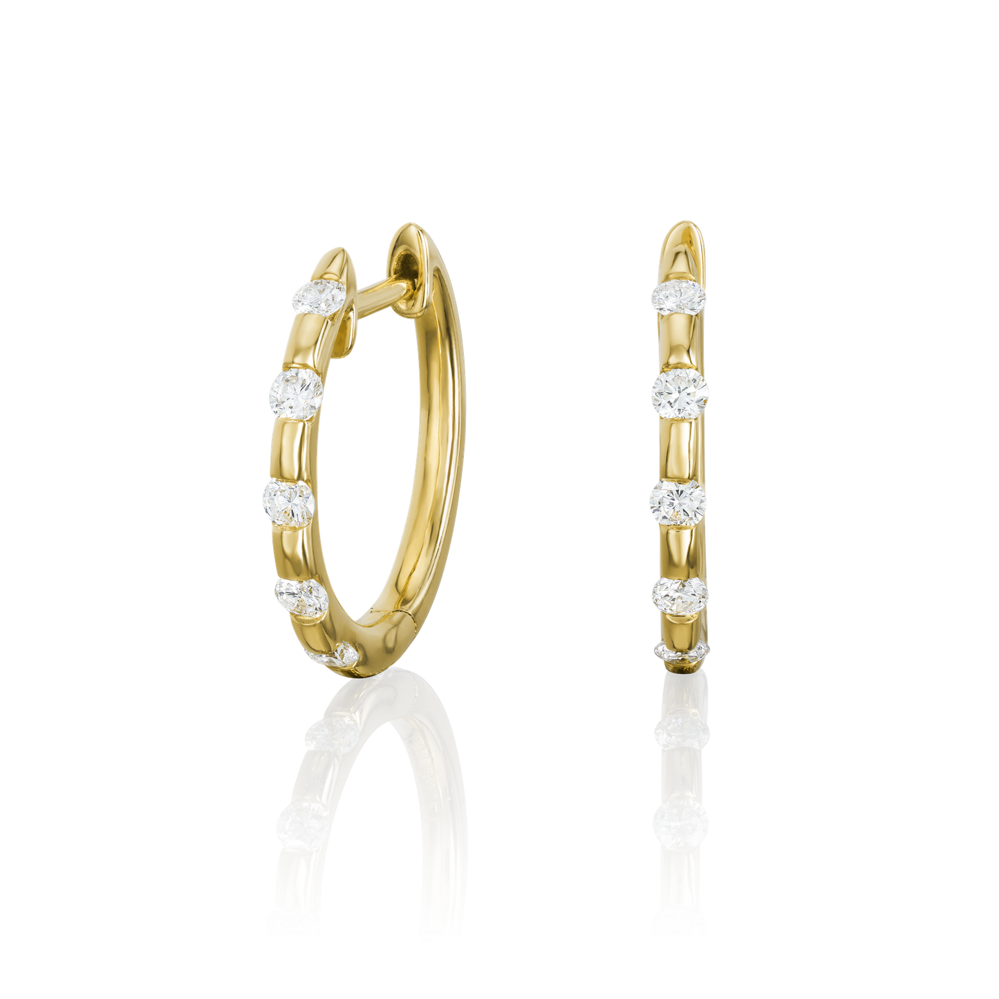Diamond Set 18ct Yellow Hold Hoop Earrings
