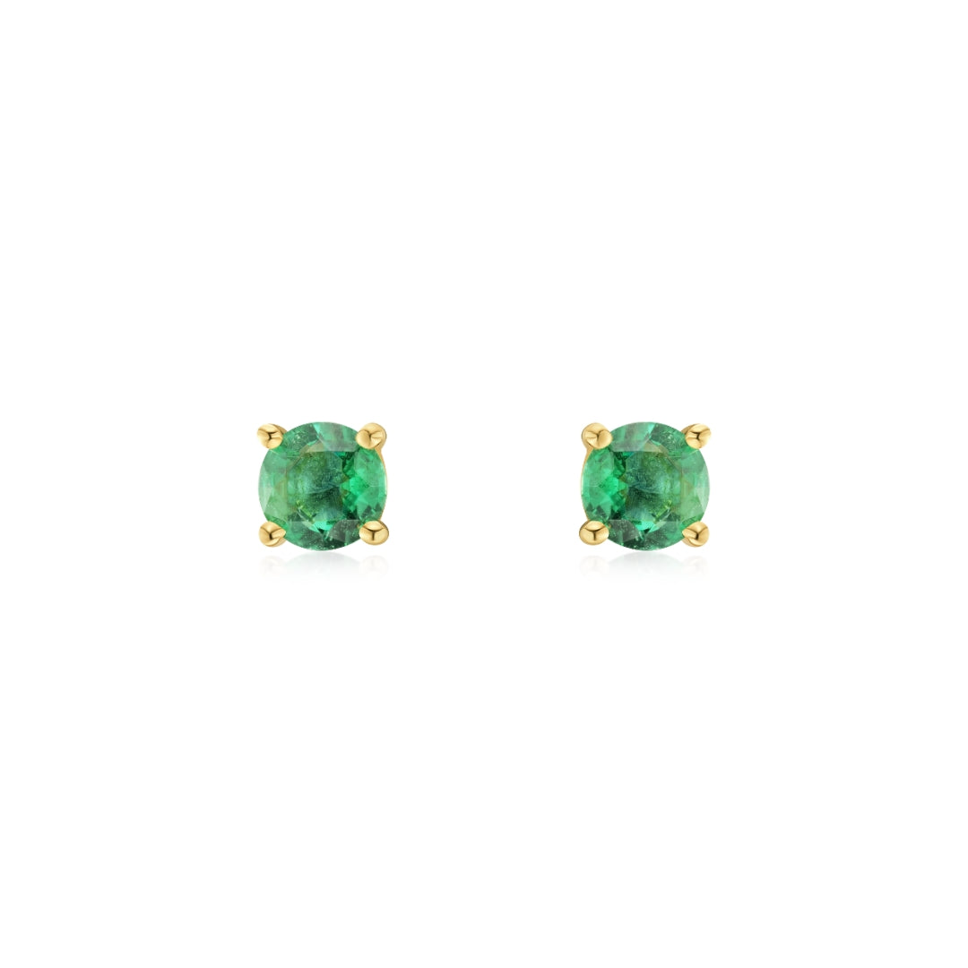 0.35ct Emerald 18ct Yellow Gold Stud Earrings