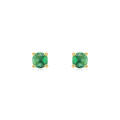 0.35ct Emerald 18ct Yellow Gold Stud Earrings
