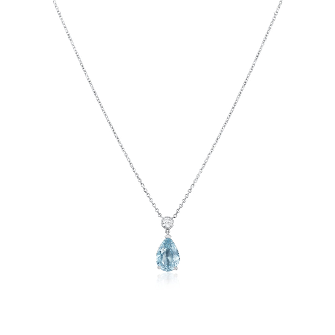 2.23cts Aquamarine and Diamond Drop Pendant
