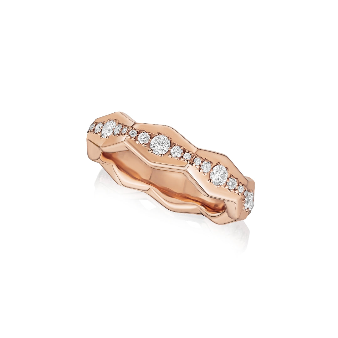 Nectar Collection 18ct Rose Gold Diamond Set Shaped Ring