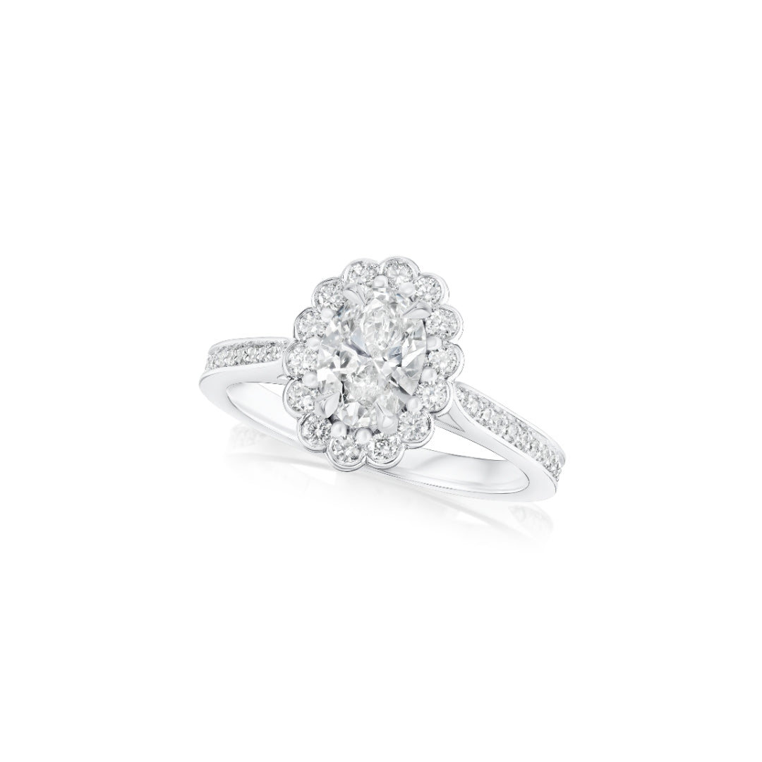 0.90ct Oval-Cut Diamond Cluster Ring