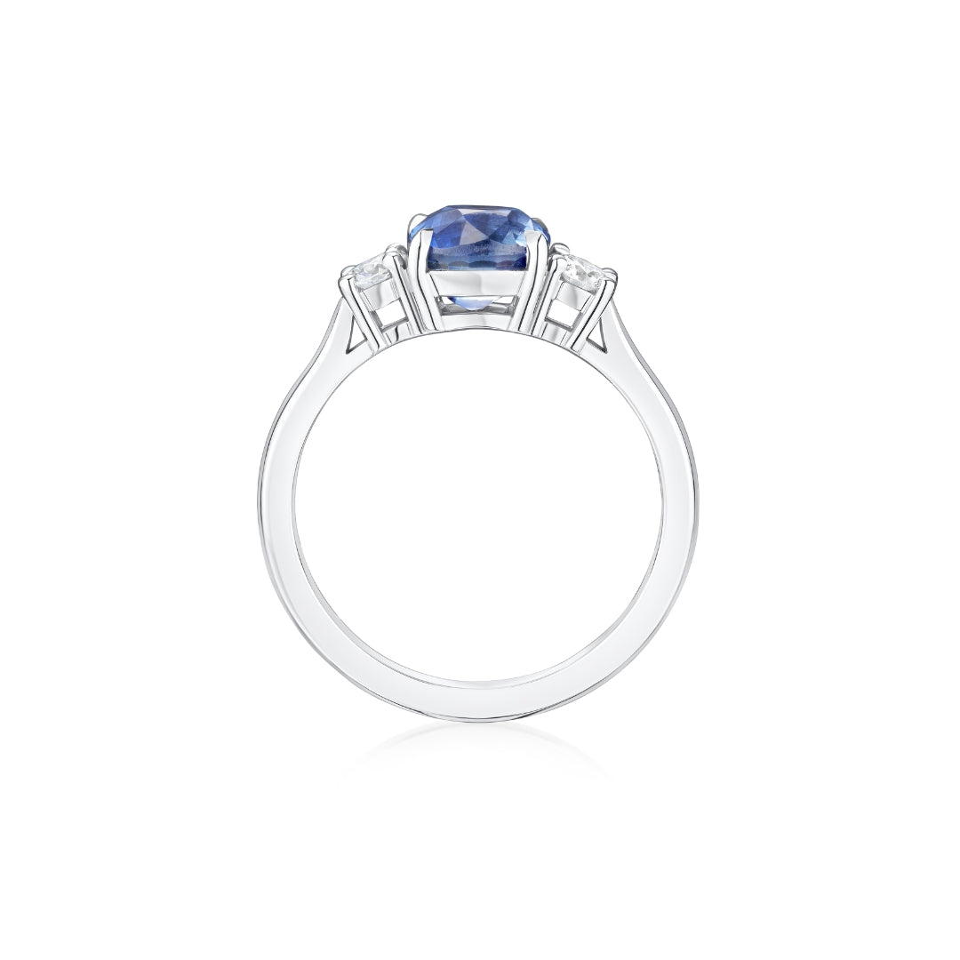 2.03cts Sapphire and Diamond Three Stone Ring