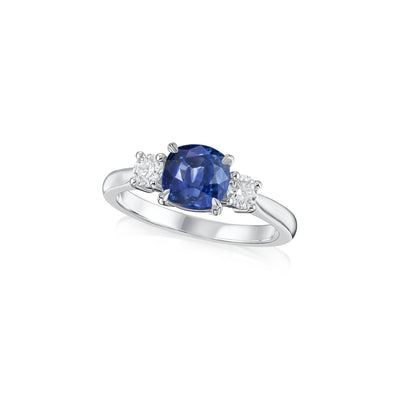 2.03cts Sapphire and Diamond Three Stone Ring