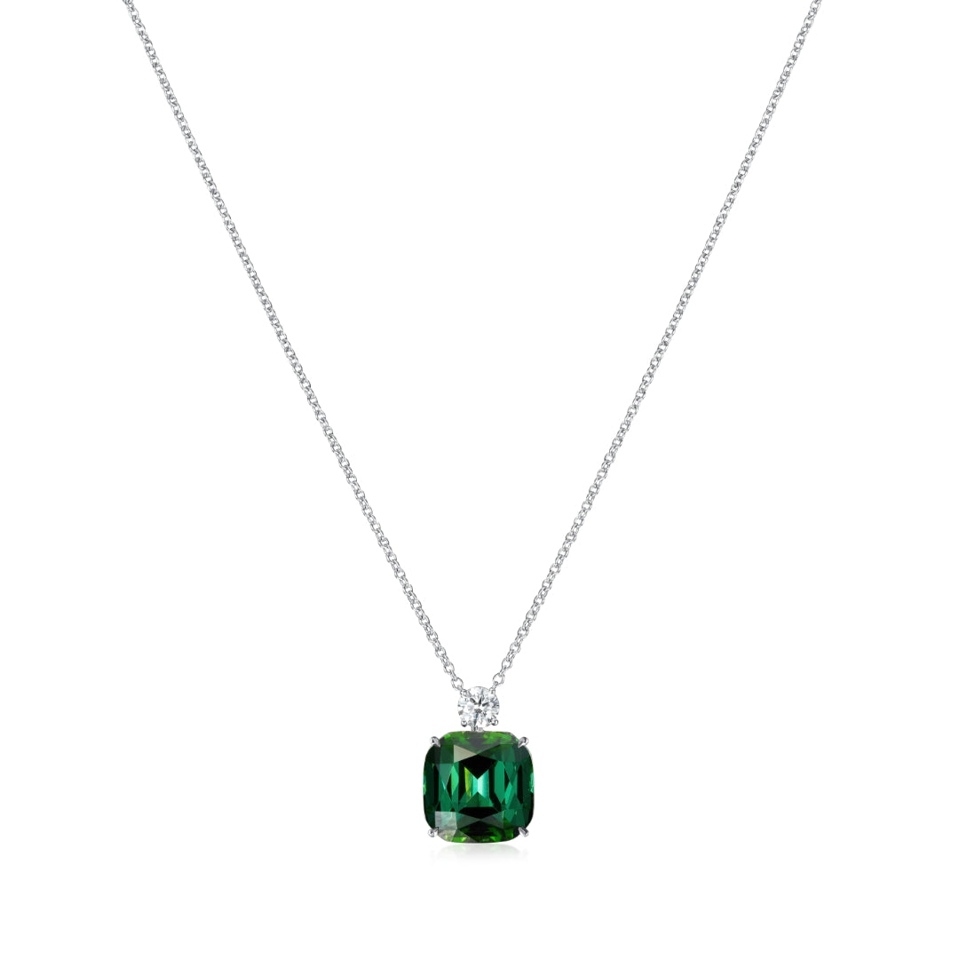 9.49cts Green Tourmaline and Diamond Pendant