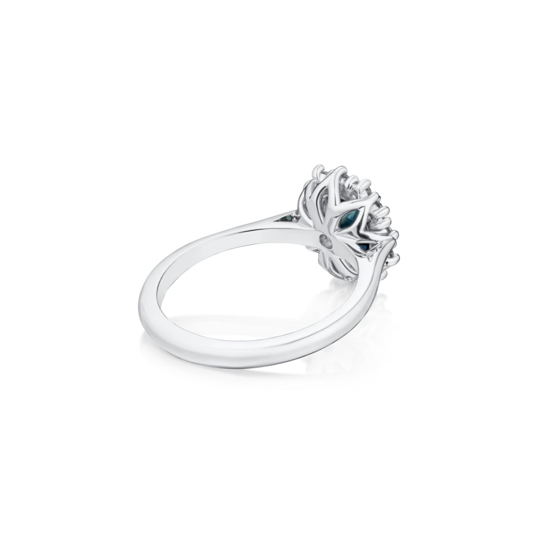 1.52cts Green Blue Sapphire and Diamond Cluster Ring
