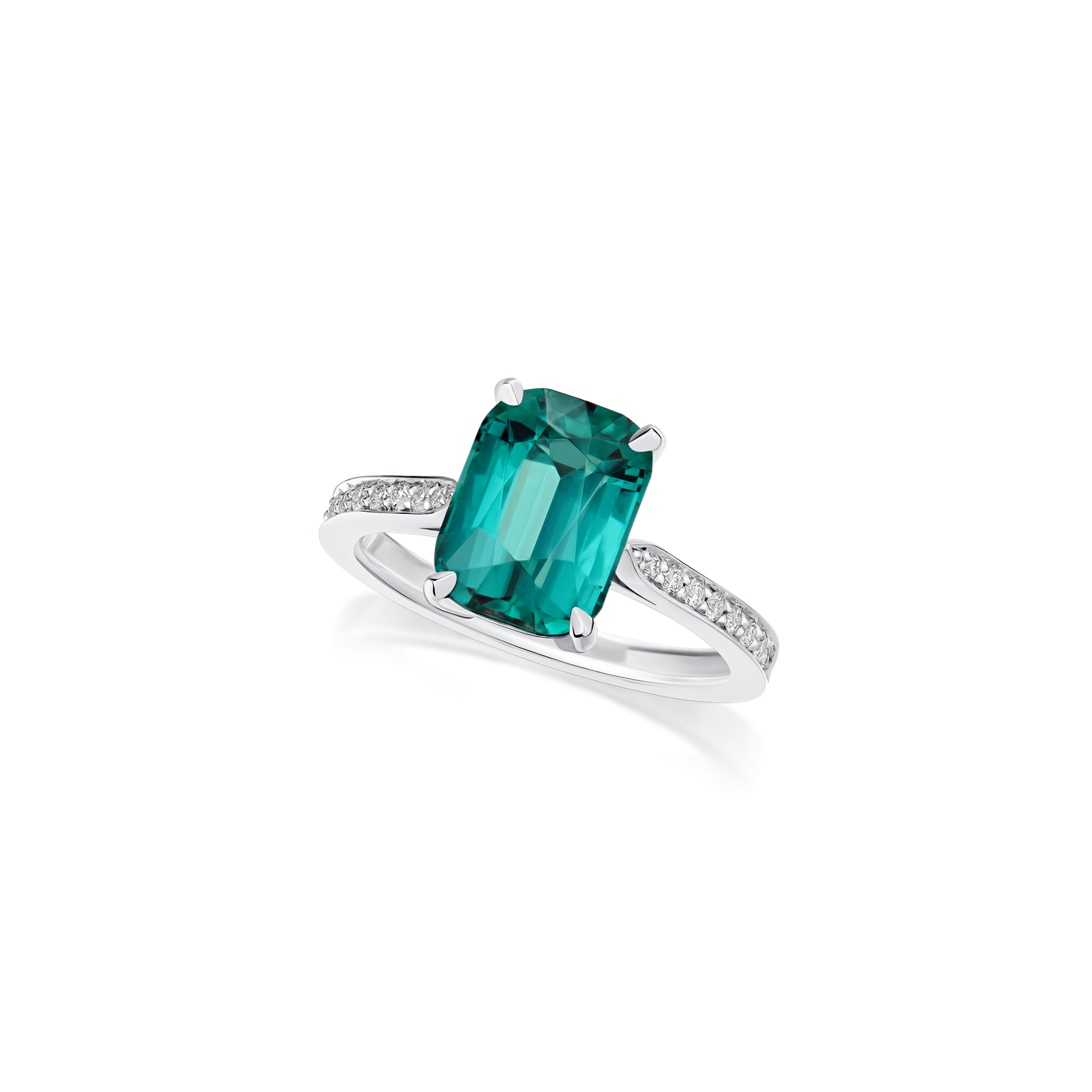 3.86cts Lagoon Tourmaline and Diamond Ring