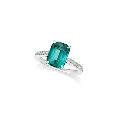 3.86cts Lagoon Tourmaline and Diamond Ring