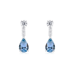 6.15cts Aquamarine and Diamond Slide On/Off Earrings