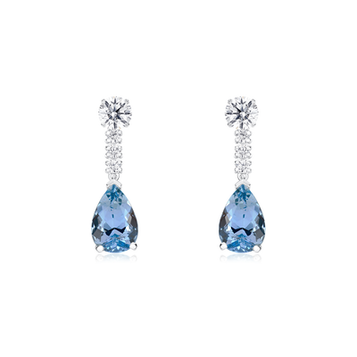 6.15cts Aquamarine and Diamond Slide On/Off Earrings