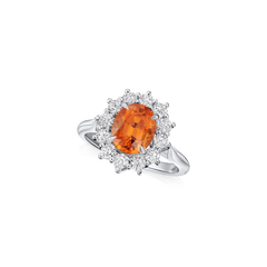 3.21cts Mandarin Garnet and Diamond Ravello Cluster Ring