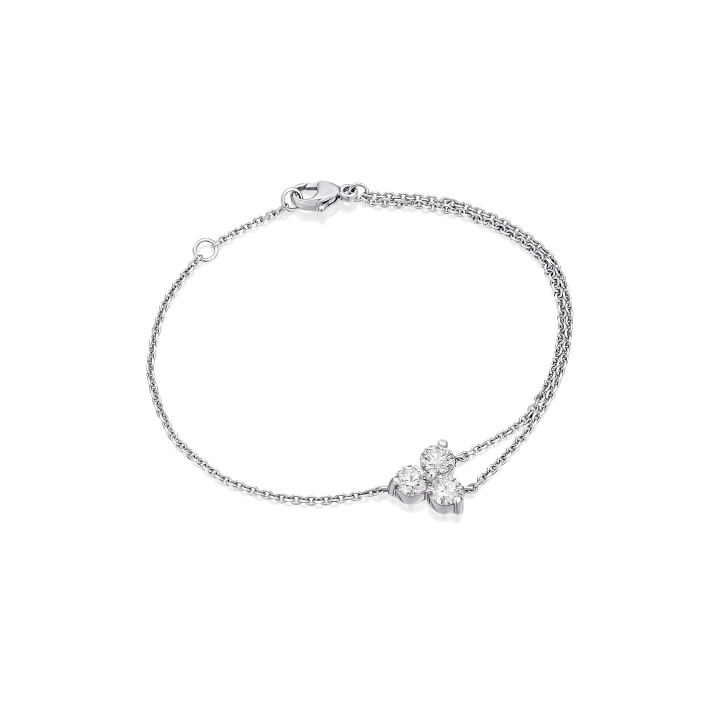 Trefoil Diamond-Set Platinum Bracelet