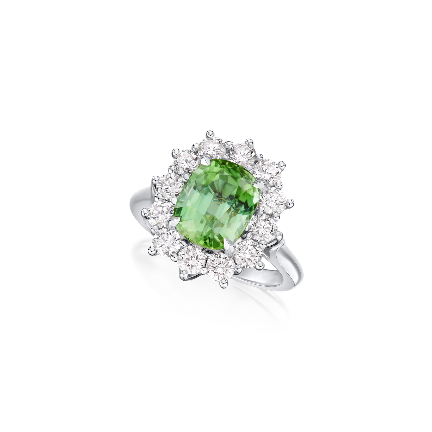 4.08cts Mint Tourmaline and Diamond Ravello Cluster Ring