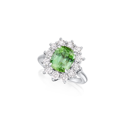4.08cts Mint Tourmaline and Diamond Ravello Cluster Ring