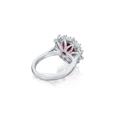 4.01cts Cushion-Shape Ruby and Diamond Ravello Cluster Ring