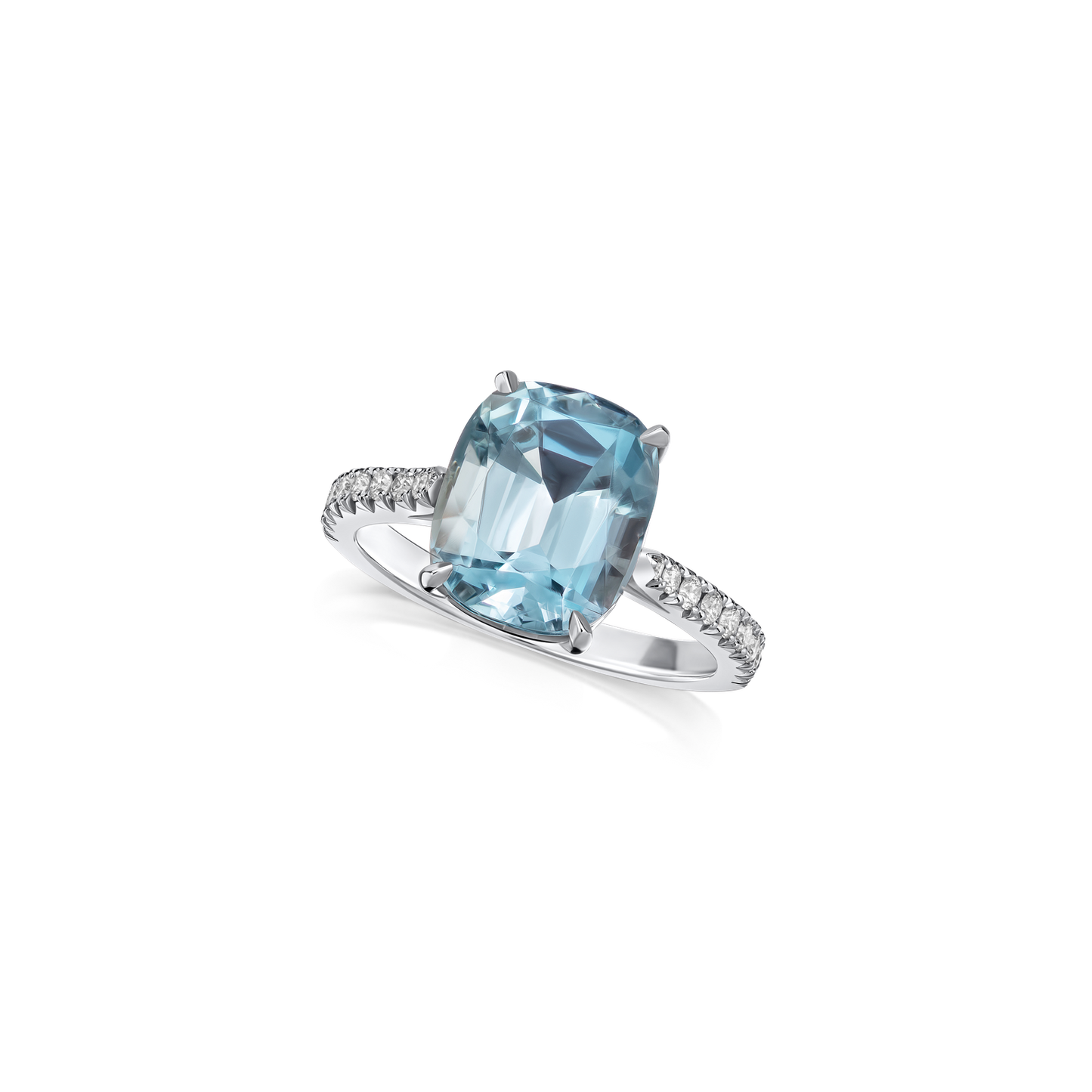 4.42cts Aquamarine Solitaire Platinum Ring