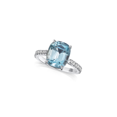 4.42cts Aquamarine Solitaire Platinum Ring