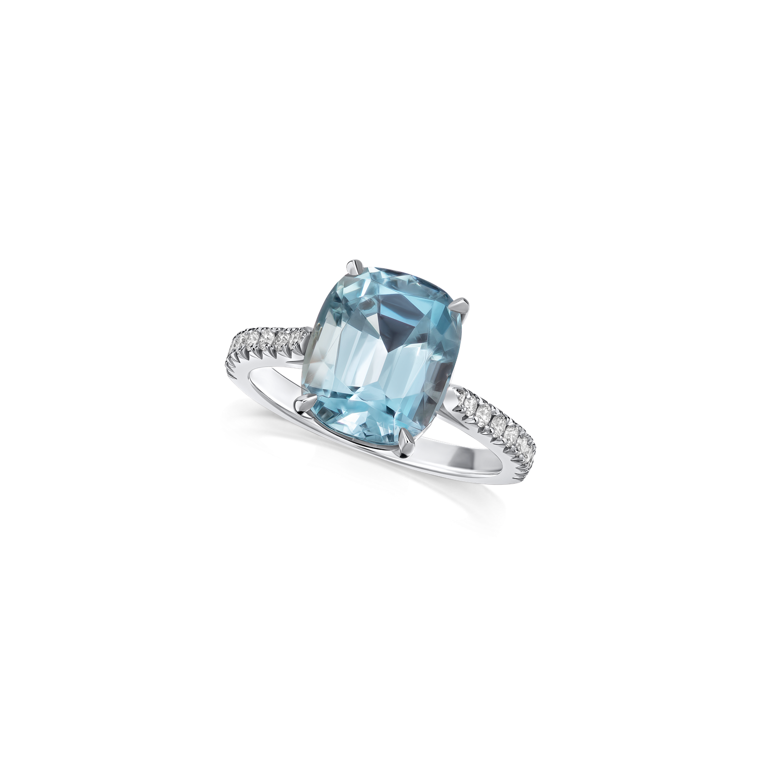 4.42cts Aquamarine Solitaire Platinum Ring