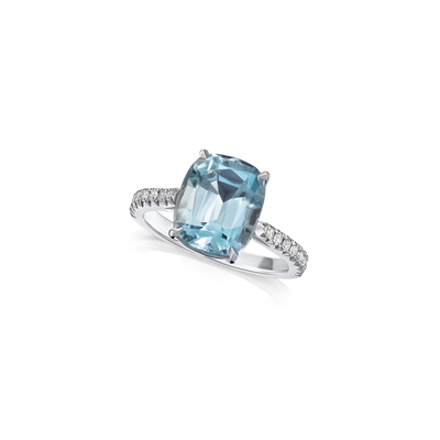4.42cts Aquamarine Solitaire Platinum Ring