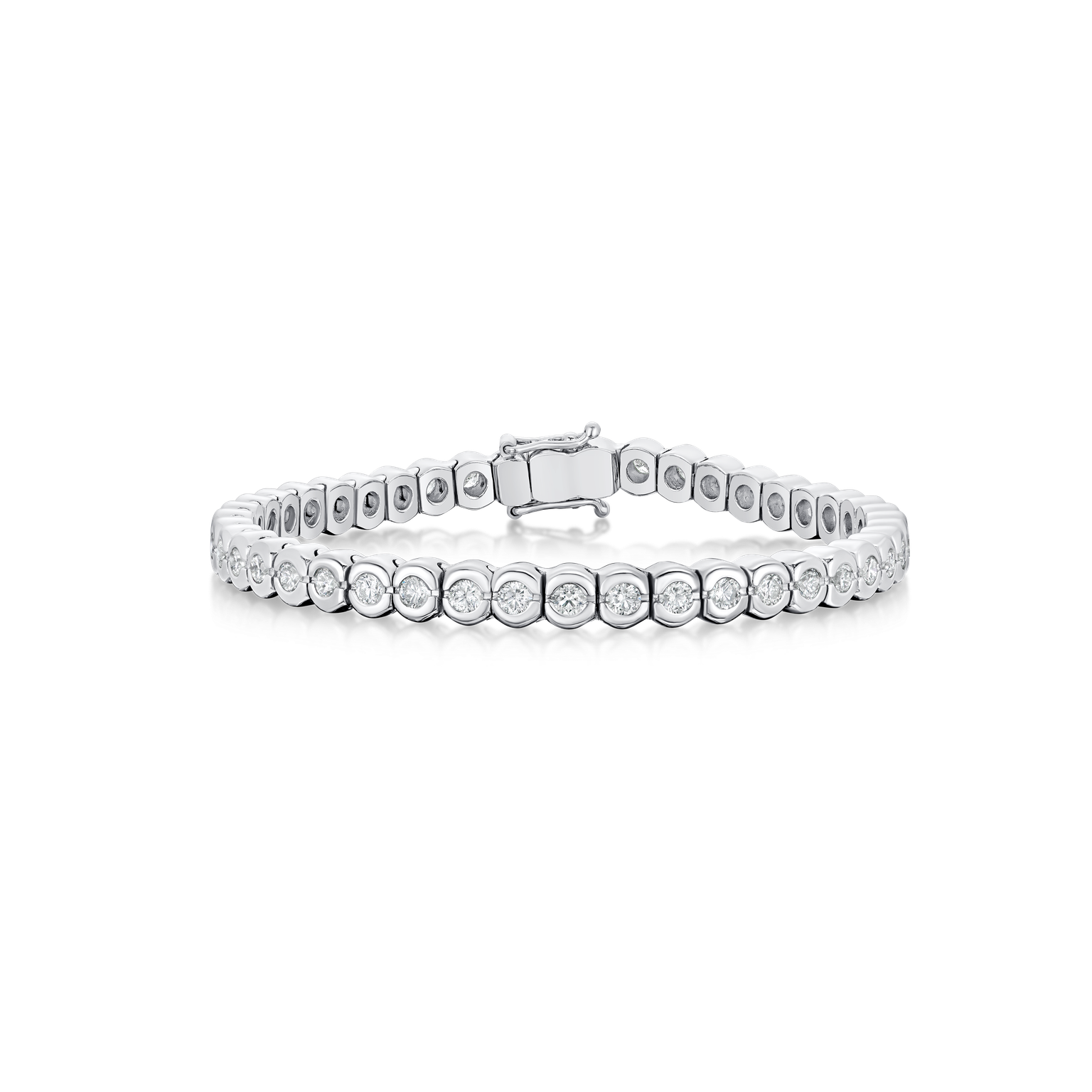 4.00cts Rubover-Set Diamond Line Bracelet