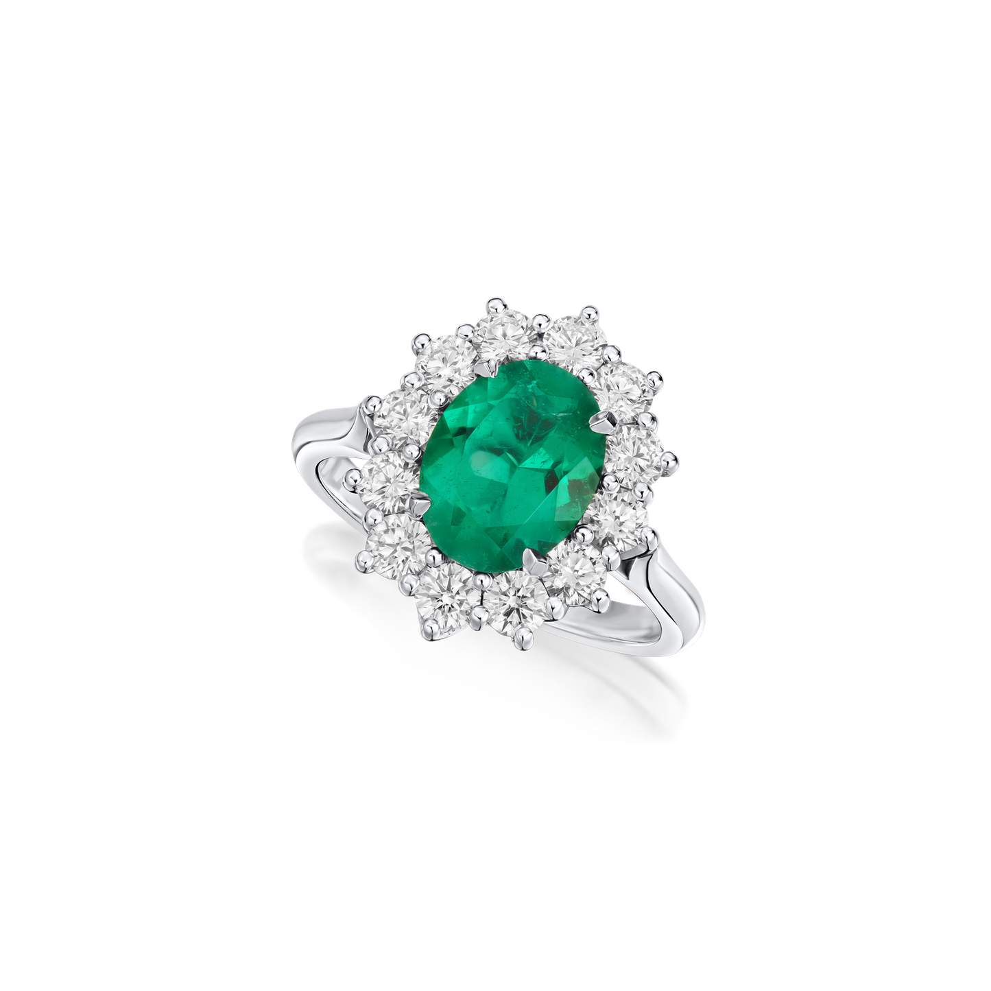 1.68cts Oval-Shape Emerald and Diamond Ravello Cluster Ring