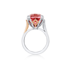19.73cts Pink Tourmaline and Diamond-Set Shoulders Ring
