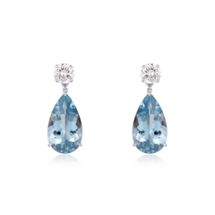 7.97cts Aquamarine and Diamond Drop Earrings
