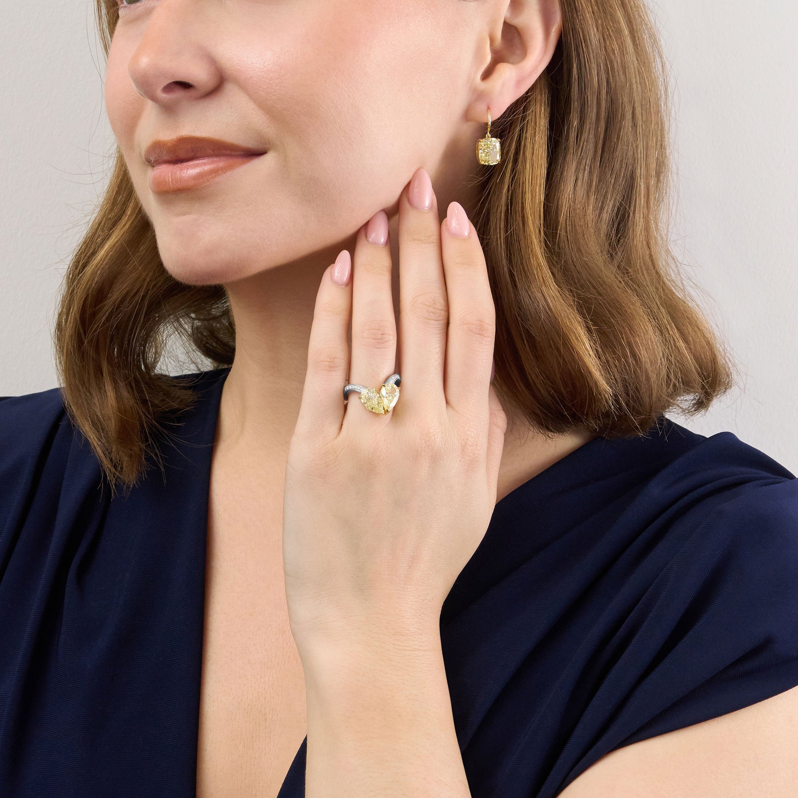 8.21ct Cushion Cut Yellow Diamond Drop Earrings