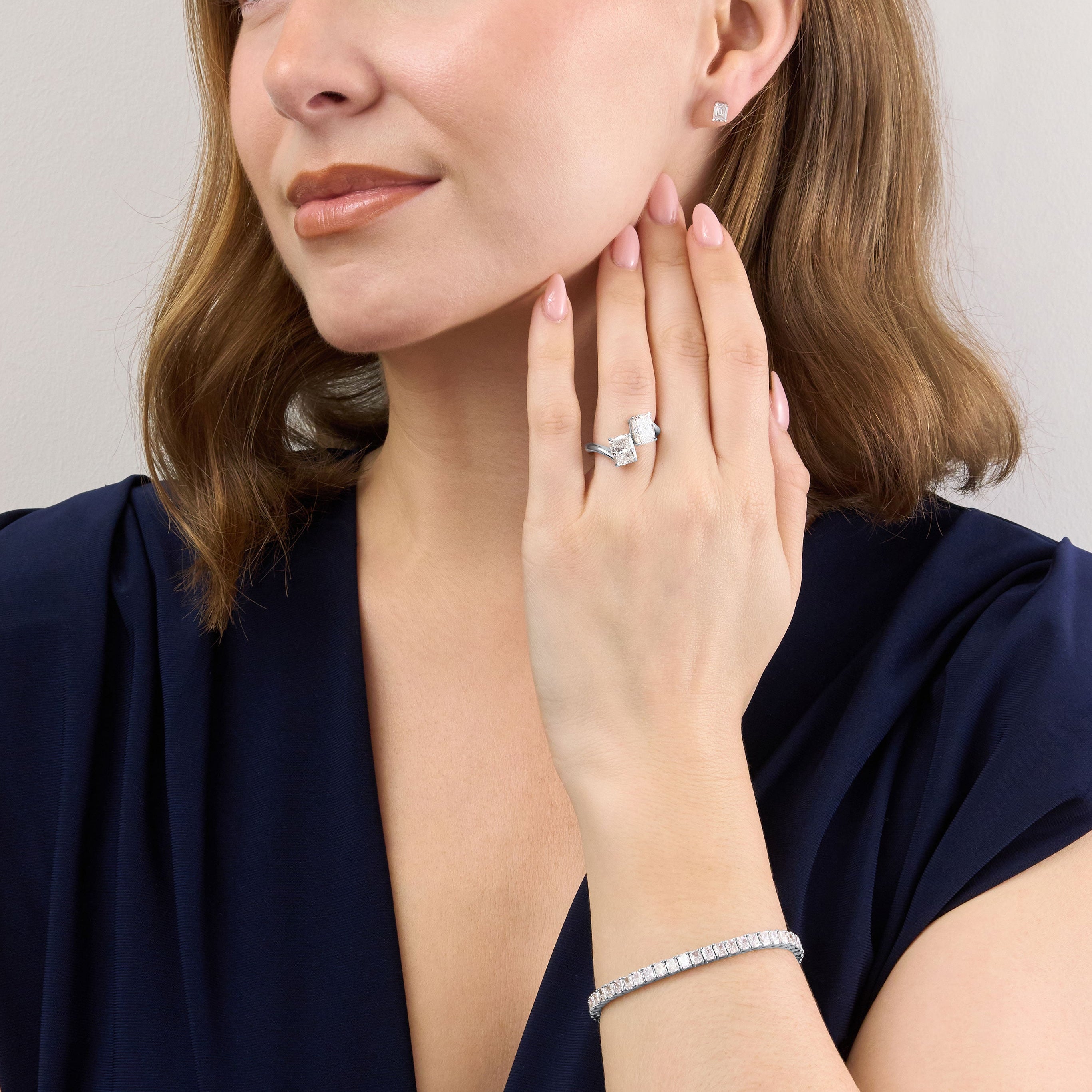 4.10ct Cushion Cut Diamond 'Toi et Moi' Ring