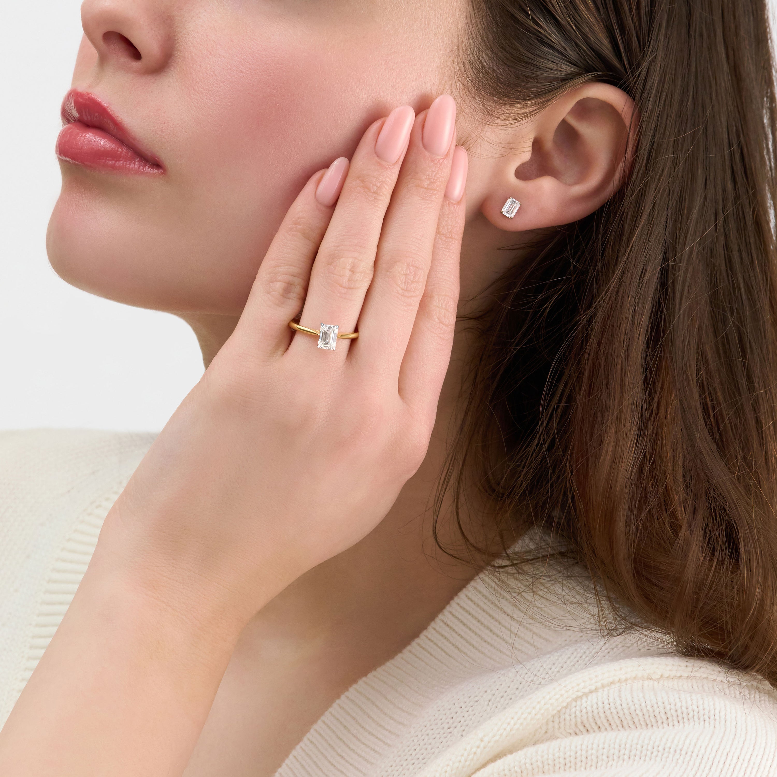 1.01ct Emerald Cut Diamond Stud Earrings