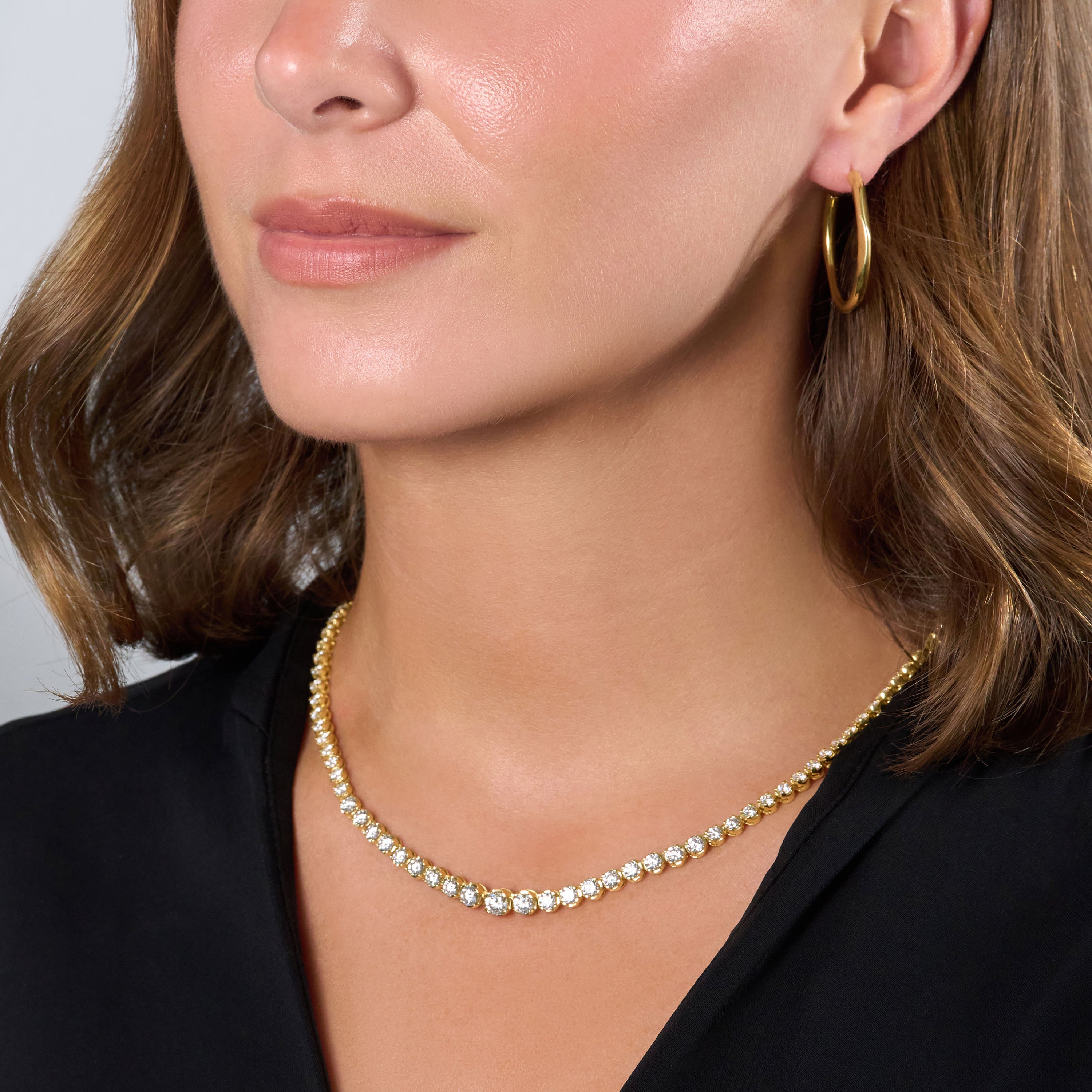 18ct Yellow Gold Diamond Line Necklace