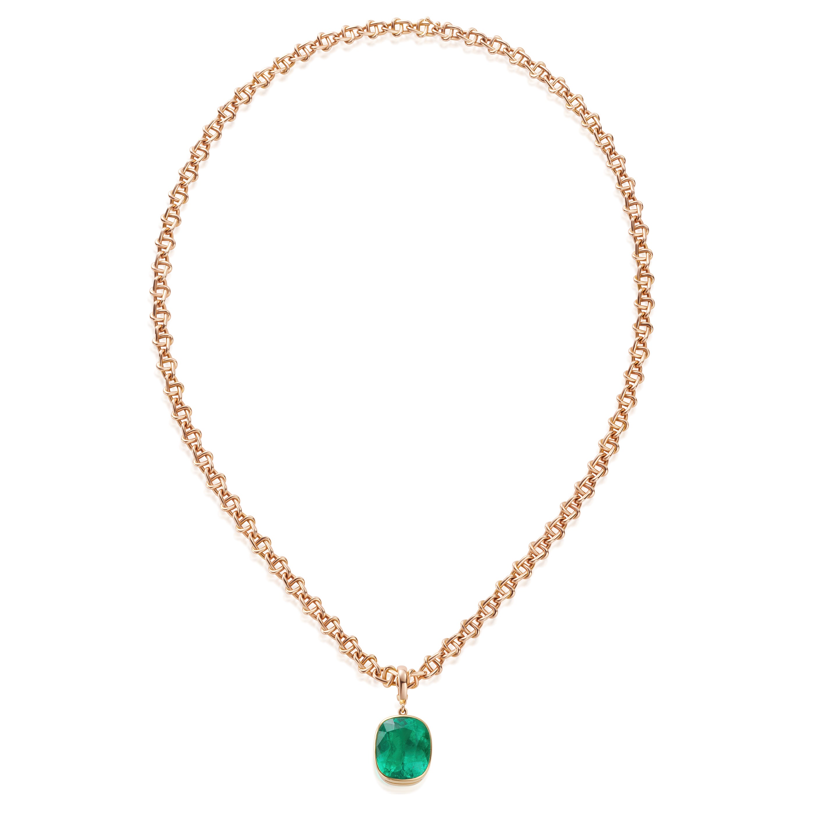 13.62cts Natural Colombian Emerald Rubover Pendant