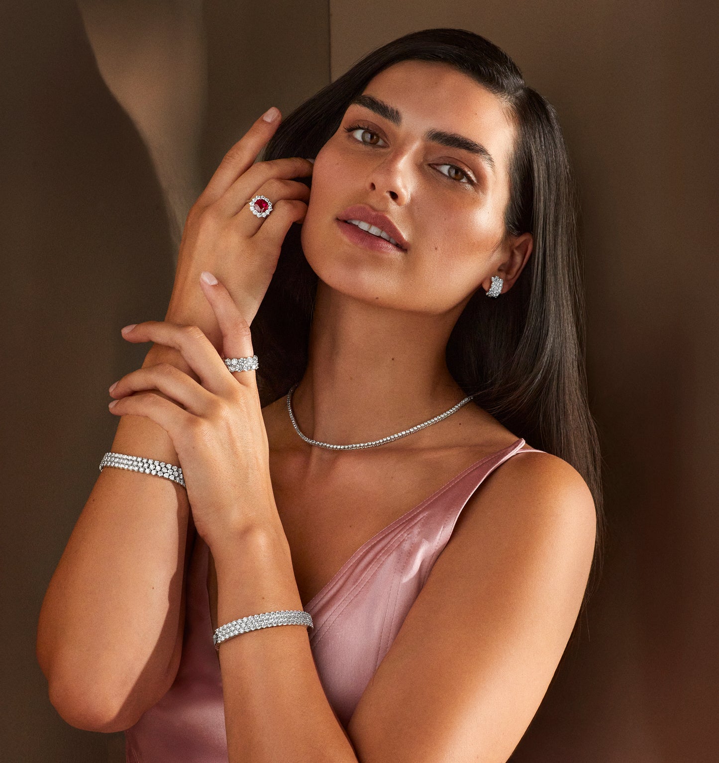 4.04cts Three Row Diamond Wave Earrings