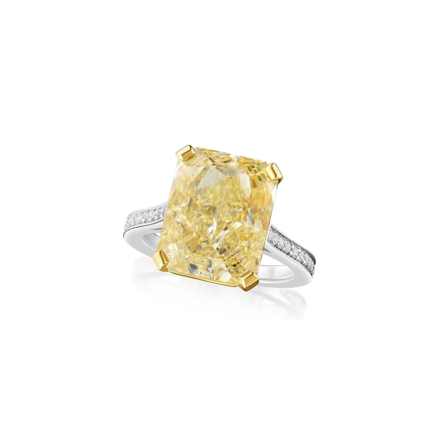 10.03cts Radiant-Cut Yellow Diamond Ring