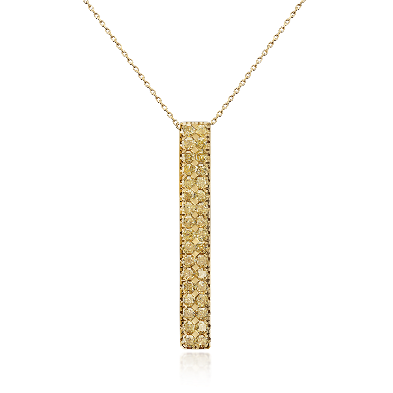 9.18cts Yellow Diamond Gold Bar Pendant