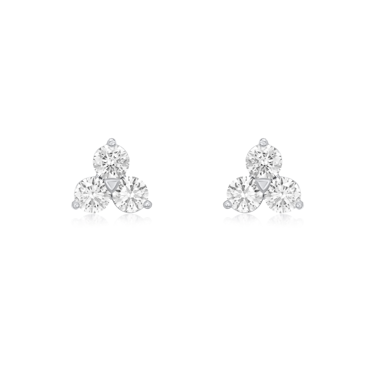 Trefoil Collection 1.51cts Round Brilliant Cut Diamond Stud Earrings