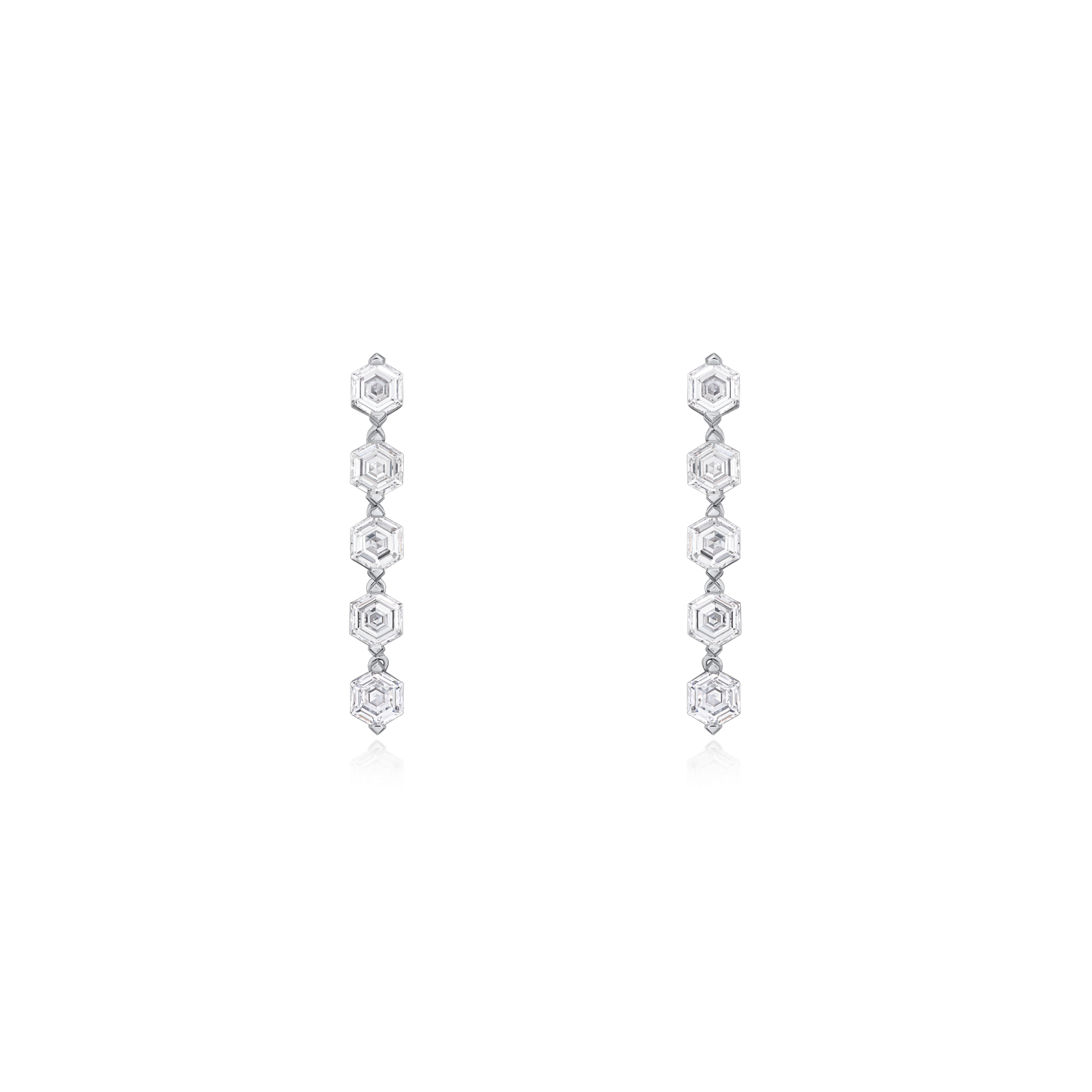 4.10cts Hexagon-Cut Diamond Drop Earrings