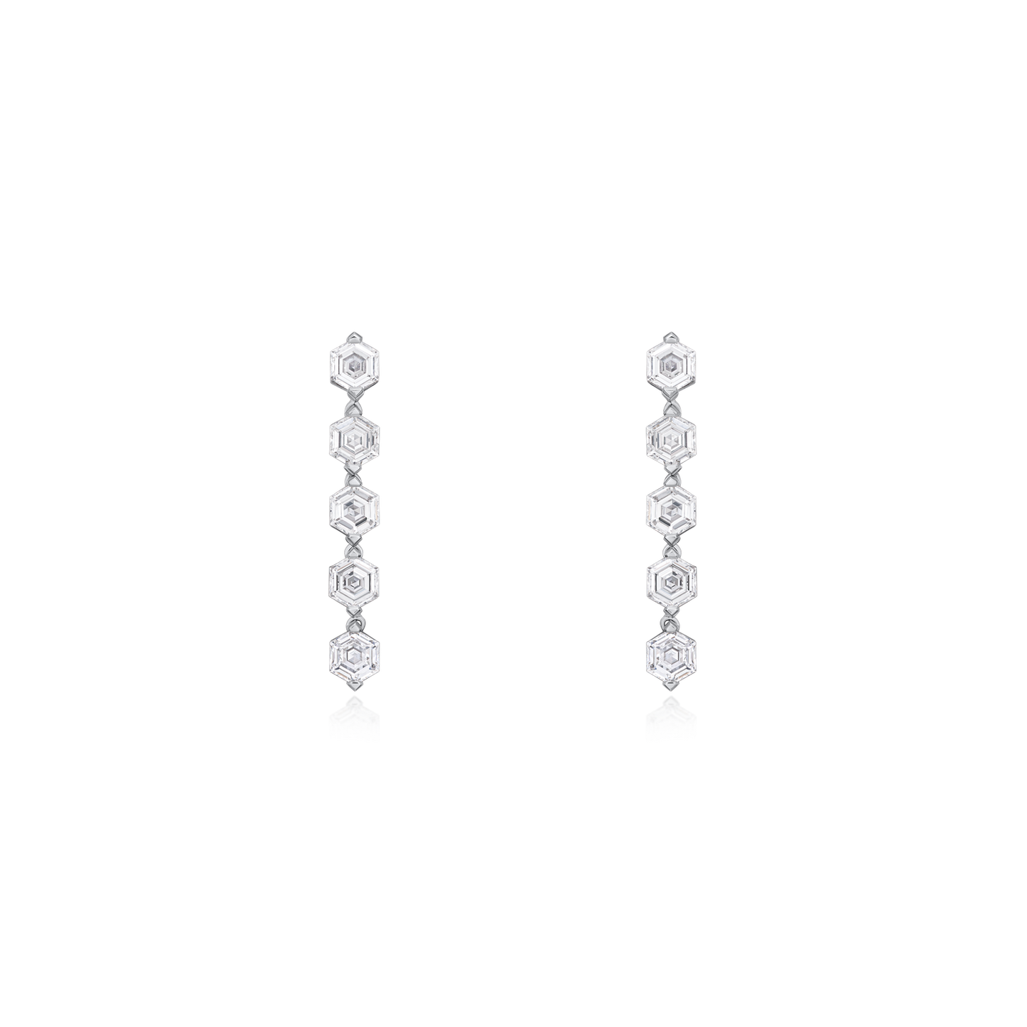 4.10cts Hexagon-Cut Diamond Drop Earrings