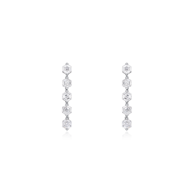 4.10cts Hexagon-Cut Diamond Drop Earrings