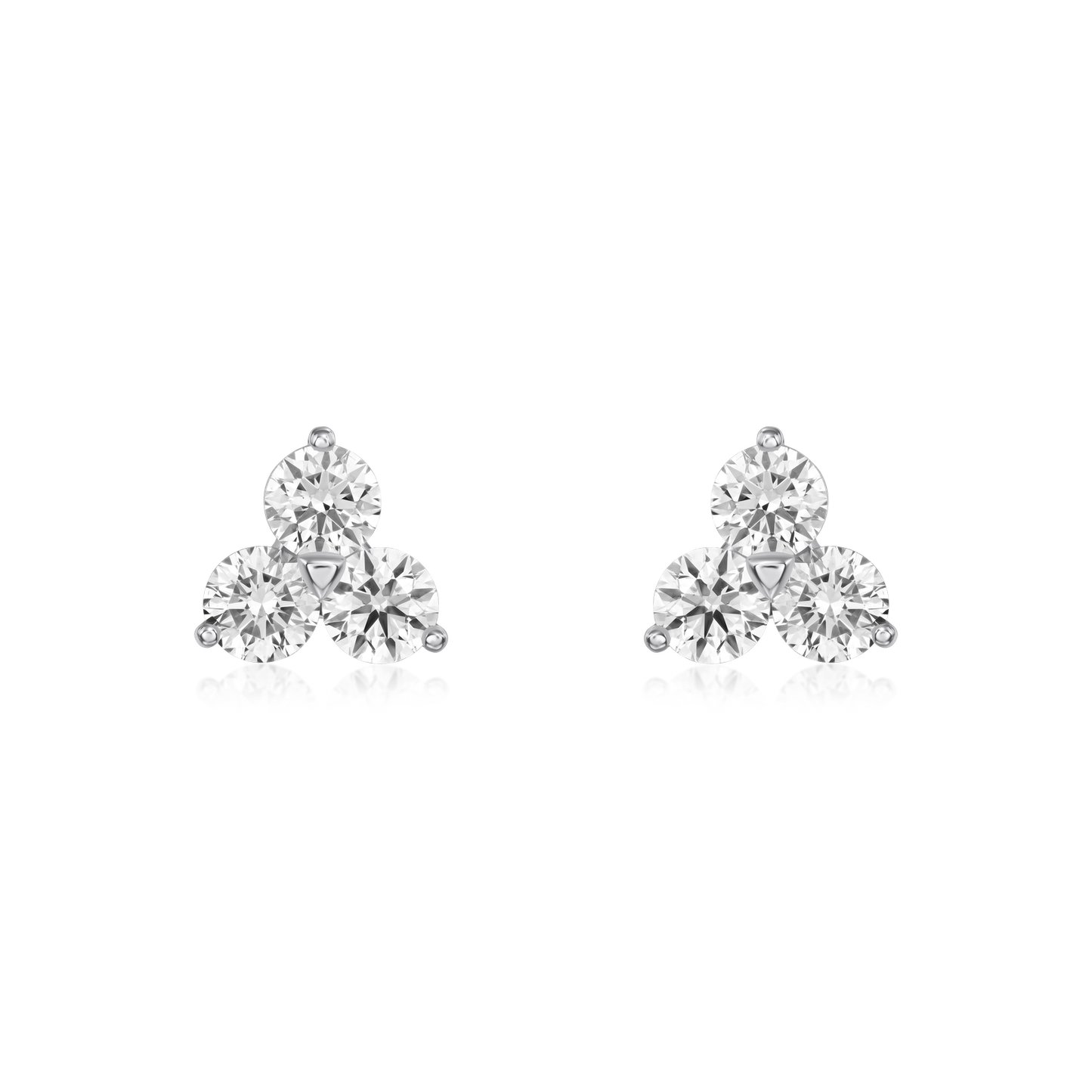 Trefoil Collection 3.04cts Round Brilliant Cut Diamond Stud Earrings