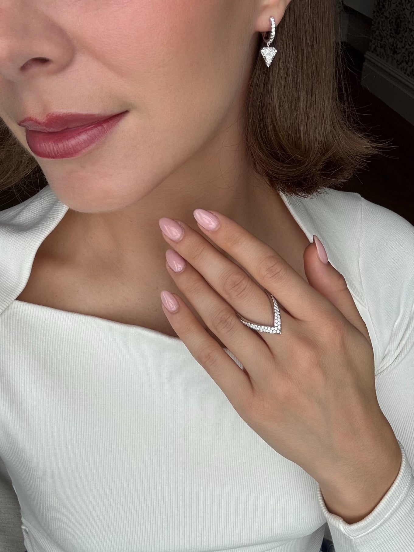 3.28ct Shield Cut Diamond Drop Hoop Earrings