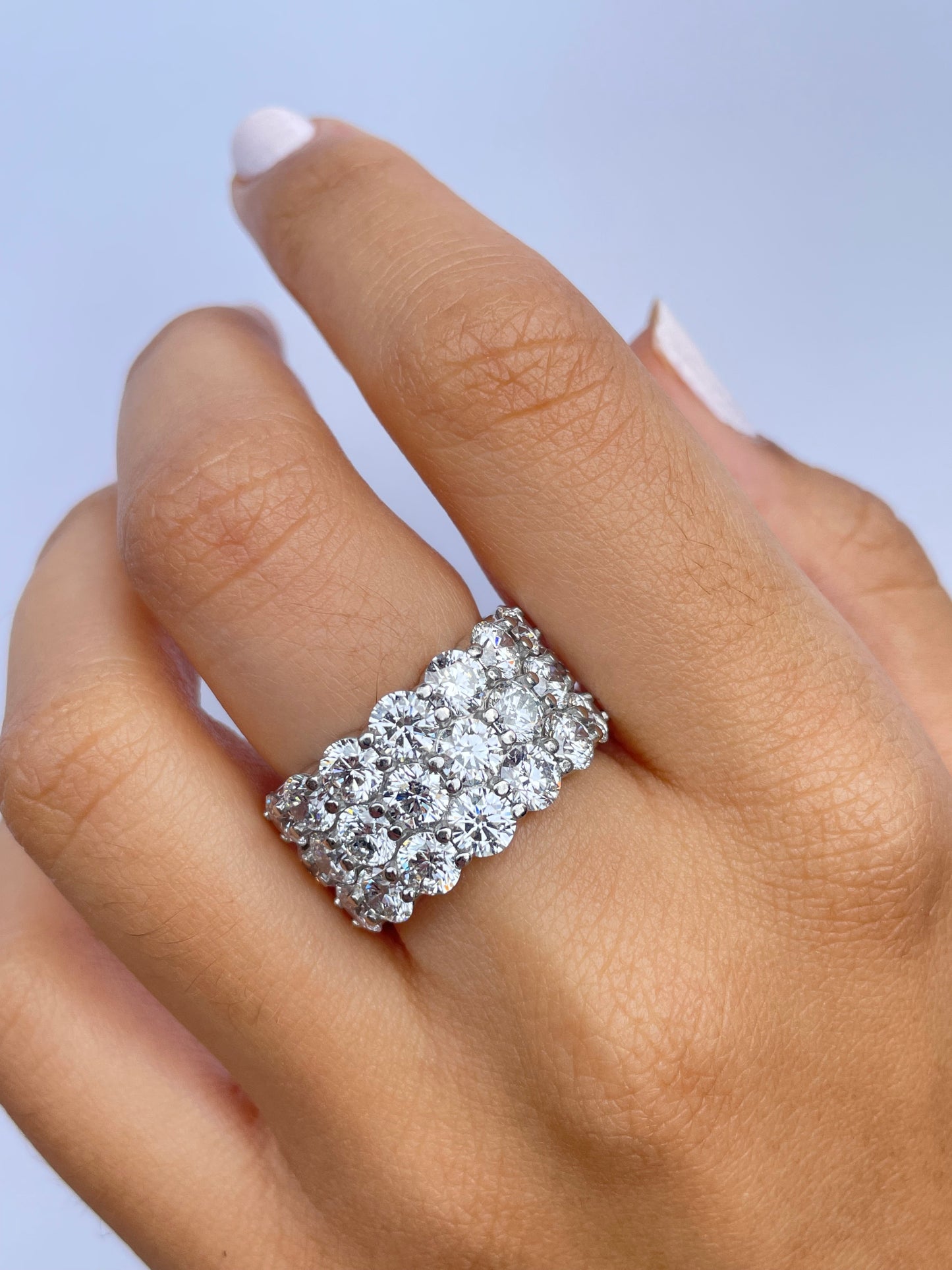 14.75cts Diamond Three Row Wave Full Eternity Ring