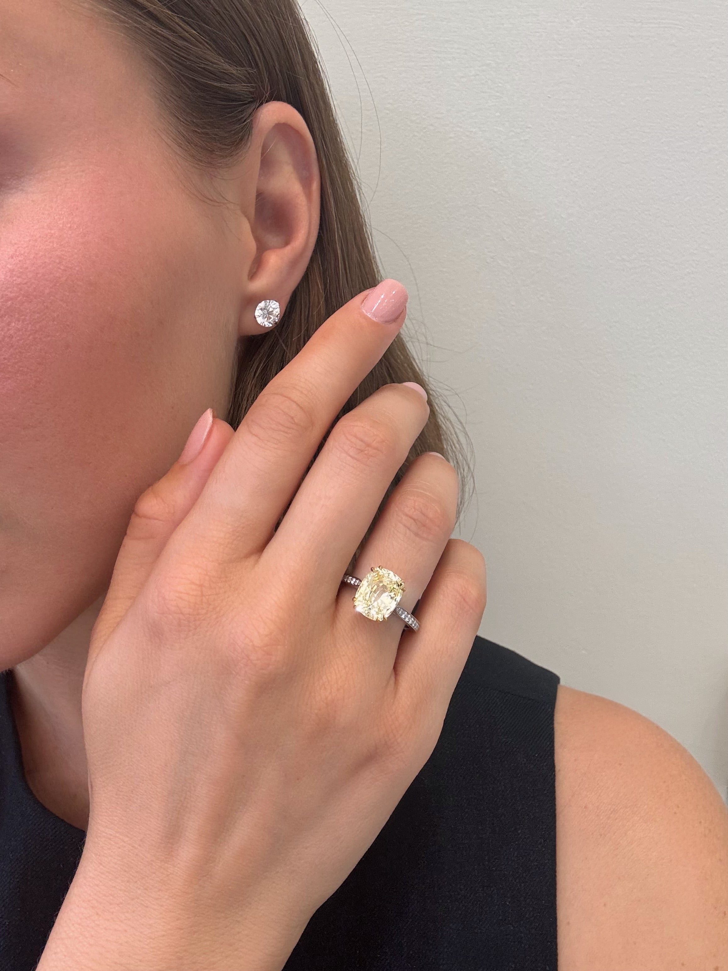 5.78ct Yellow Sapphire Ring With Diamond Set Shoulders