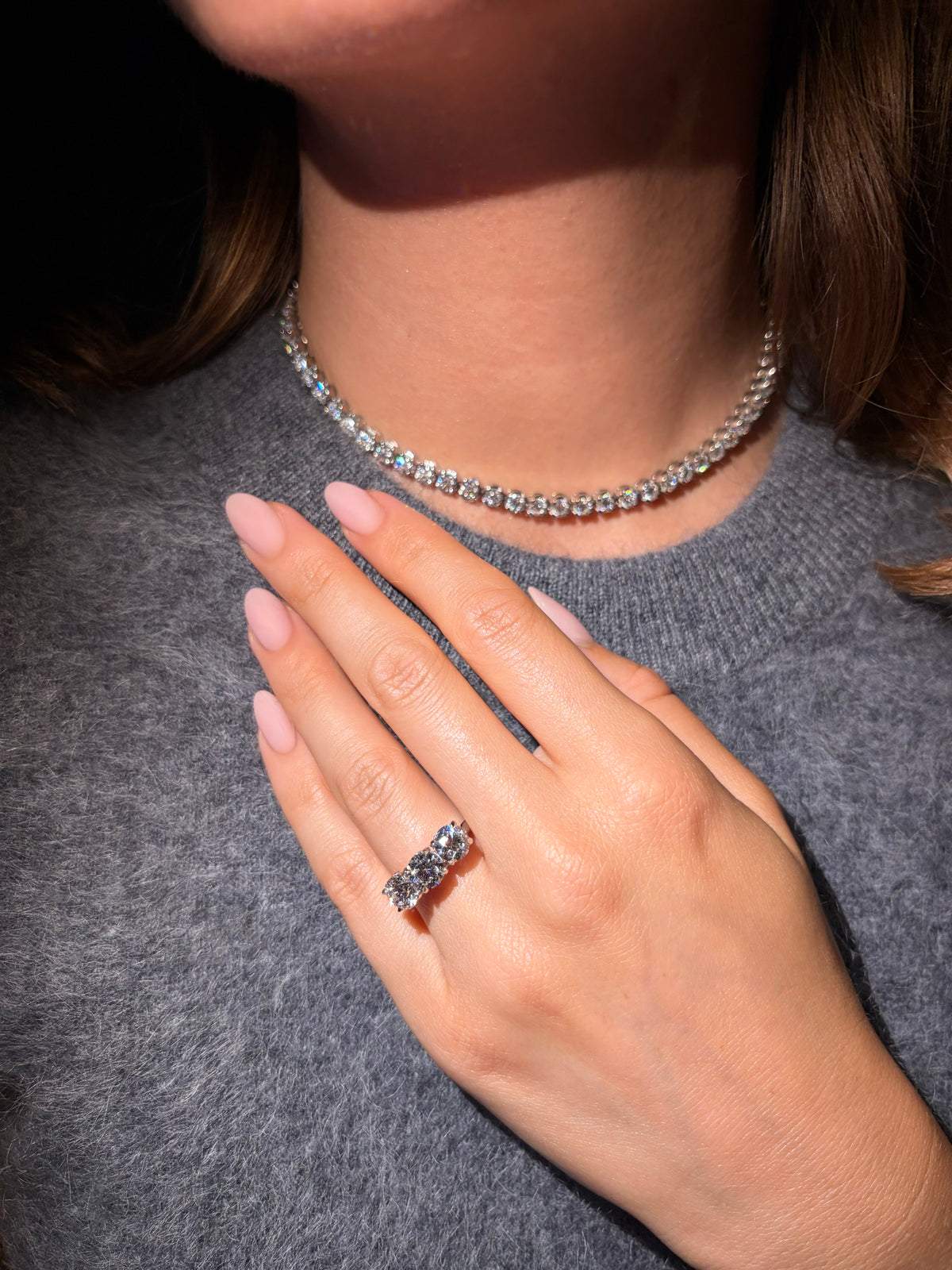 3.01ct Round Brilliant Cut Diamond Three Stone Ring