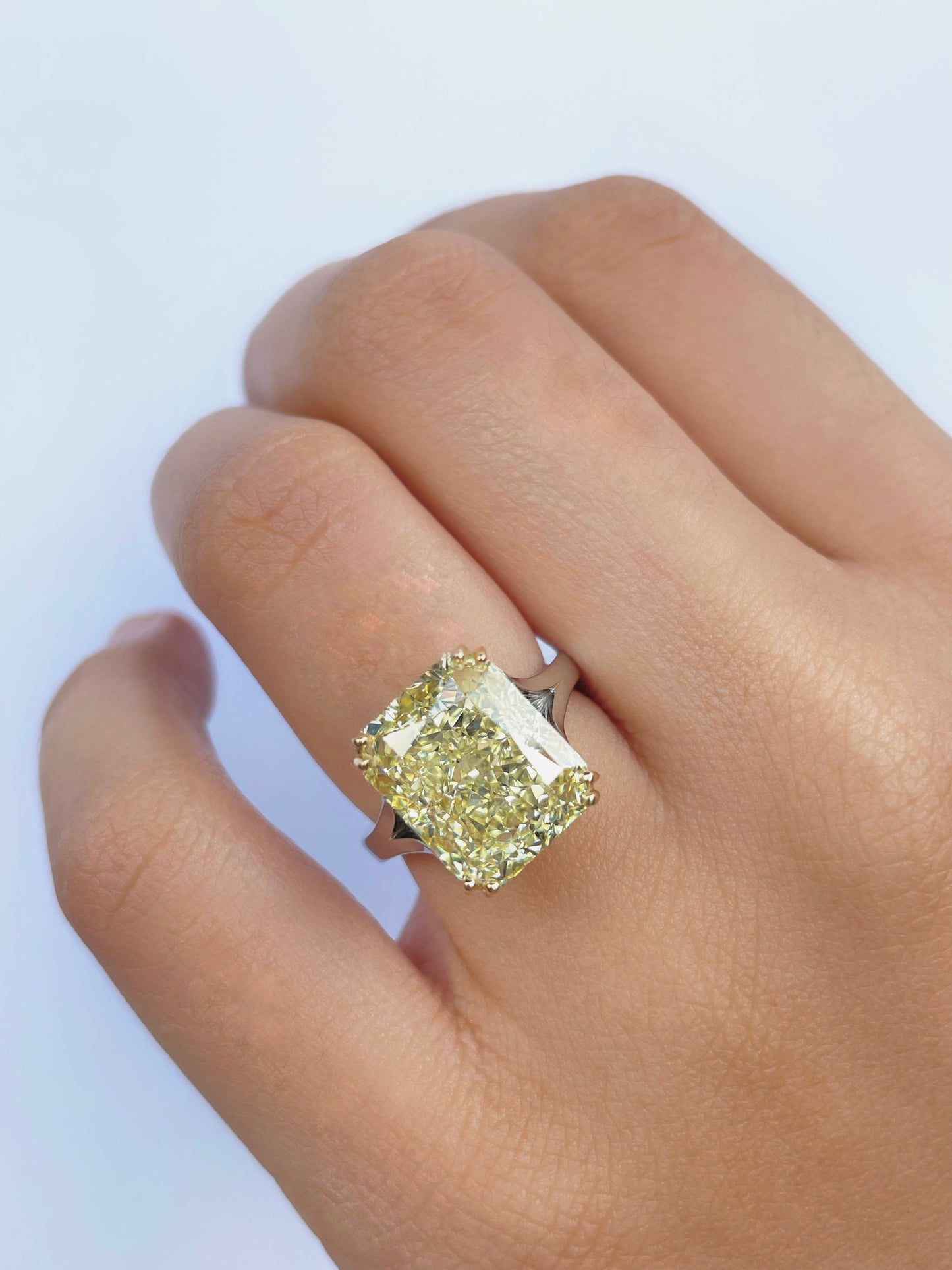 8.30ct Radiant Cut Yellow Diamond Engagement Ring